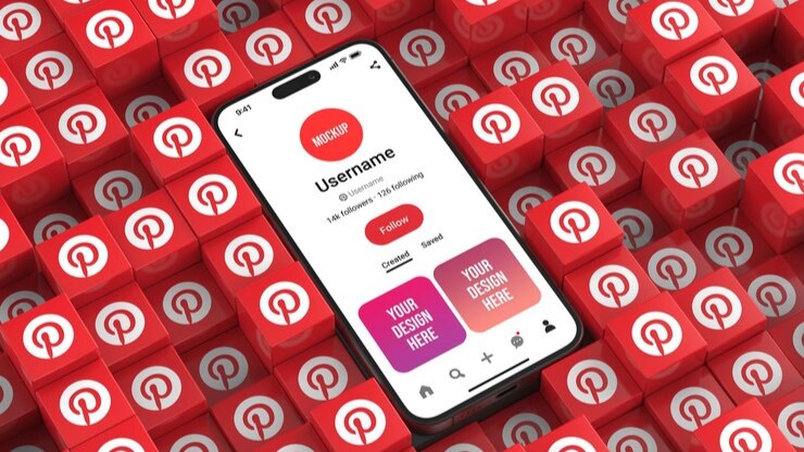 A mobile screen displaying the Pinterest app, showcasing its potential for product discovery and visual marketing.