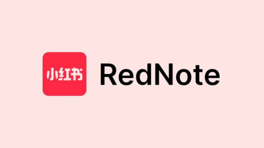 RedNote logo on a light pink background, representing it as a growing alternative to TikTok for users and businesses after the TikTok ban.