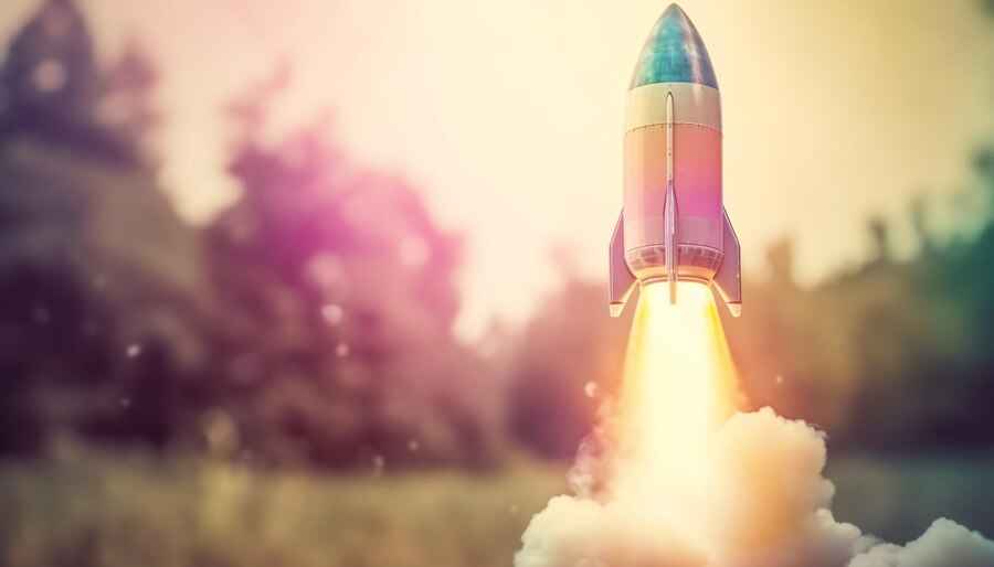 A rocket representing the launch of Google Merchant Center with Expresso Company