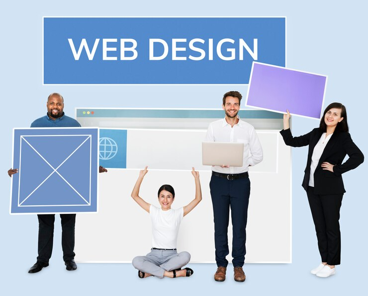 A team collaborating on web design elements, showcasing creativity and innovation in enhancing brand perception and user engagement.
