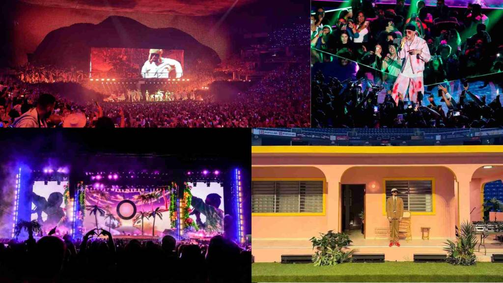 Bad Bunny concert with immersive stage design inspired by Puerto Rico, showcasing experiential branding and cultural storytelling.