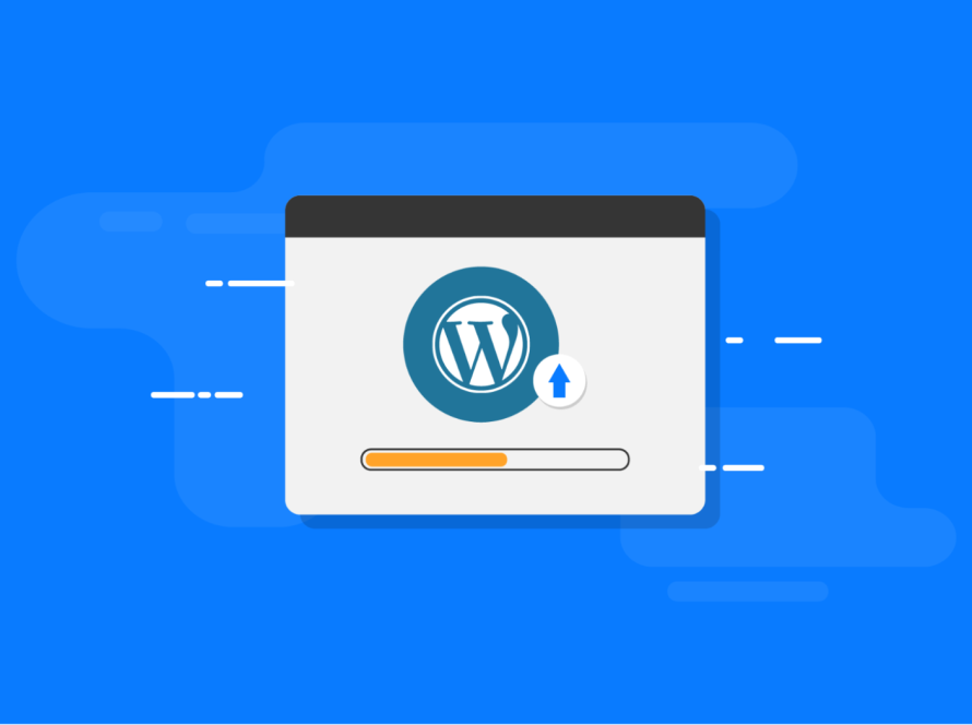 Illustration showing a WordPress update loading screen related to WordPress 6.9 update issues