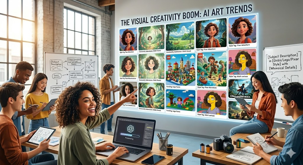 A diverse team of outsourced digital marketing experts collaborating in a modern office.